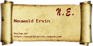 Neuwald Ervin névjegykártya